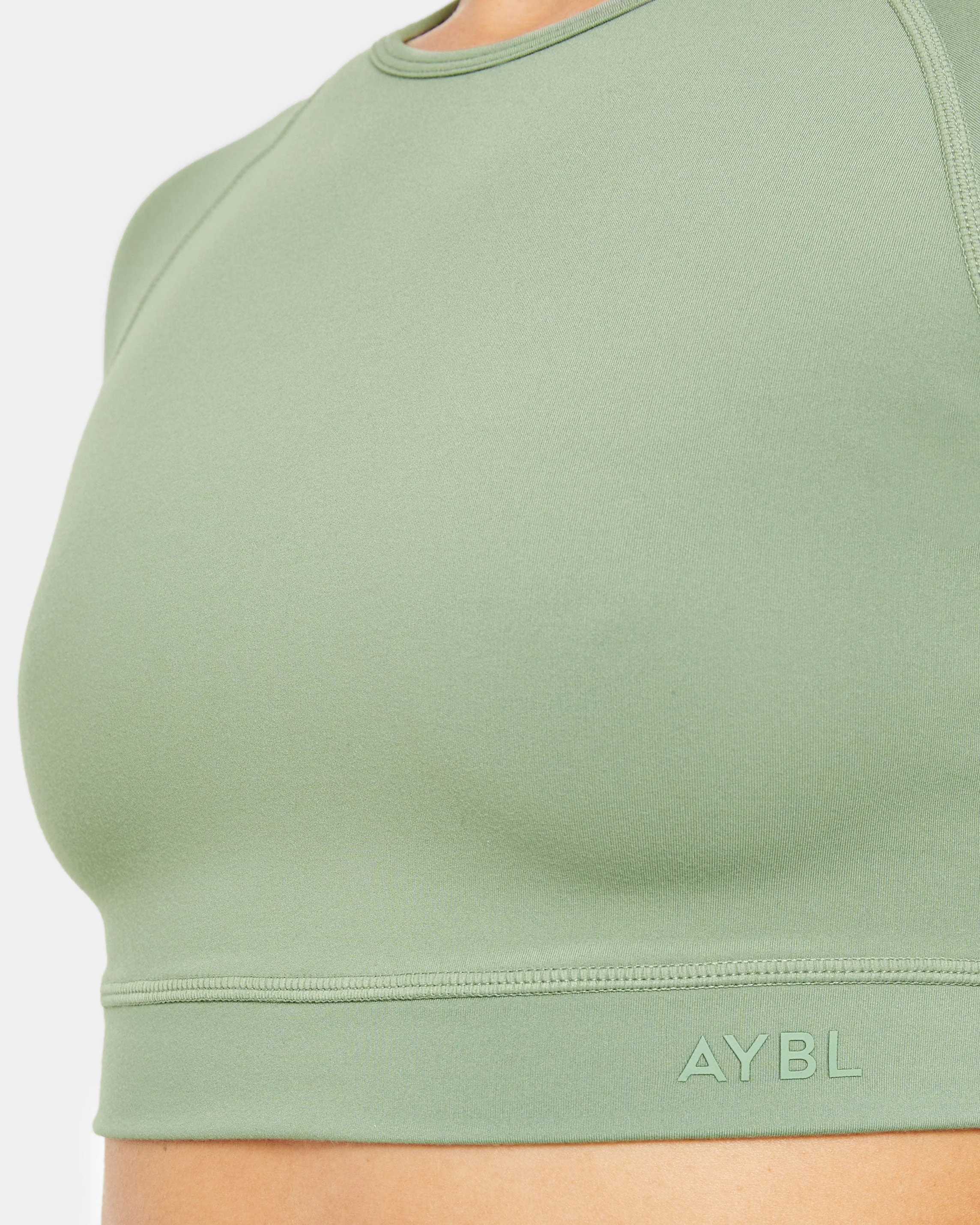Staple Long Sleeve Crop Top - Olive Green - Image 5